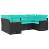 vidaXL Salon de jardin 6 pcs avec coussins noir r&eacute;sine tress&eacute;e