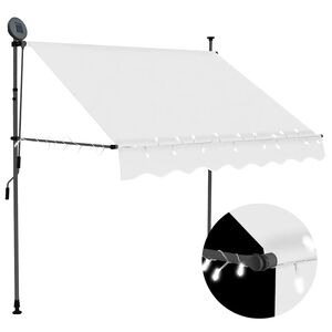 vidaXL Auvent manuel r&eacute;tractable avec LED 150 cm Cr&egrave;me