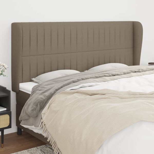 vidaXL T&ecirc;te de lit avec oreilles Taupe 203x23x118/128 cm Tissu