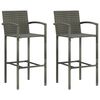vidaXL Tabourets de bar lot de 2 gris r&eacute;sine tress&eacute;e