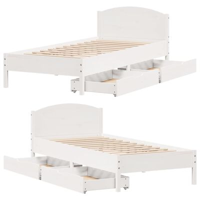 vidaXL Cadre de lit sans matelas blanc 100x200 cm bois de pin massif