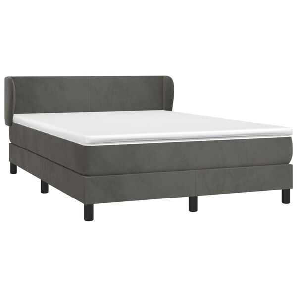 vidaXL Sommier &agrave; lattes de lit et matelas Gris fonc&eacute; 140x200cm Velours