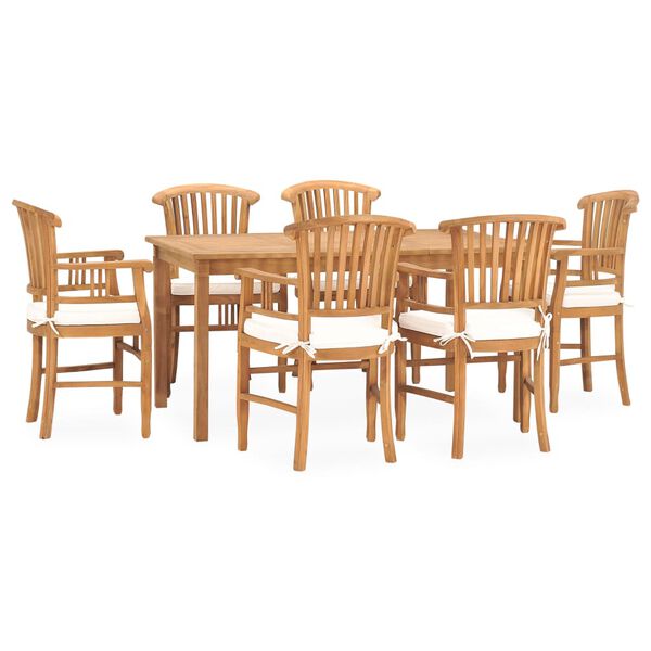 vidaXL Ensemble &agrave; Manger de jardin 7pcs avec coussins bois teck solide