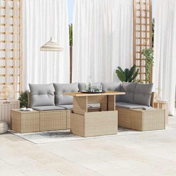 vidaXL Ensemble de salle &agrave; manger pour jardin 6 pcs Beige et gris