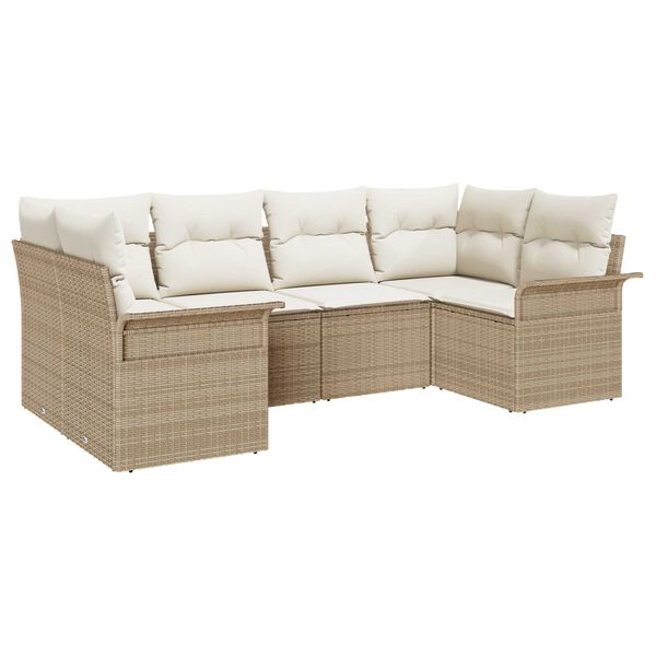vidaXL Ensemble de canap&eacute; de jardin 6 pcs Beige Poly rotin