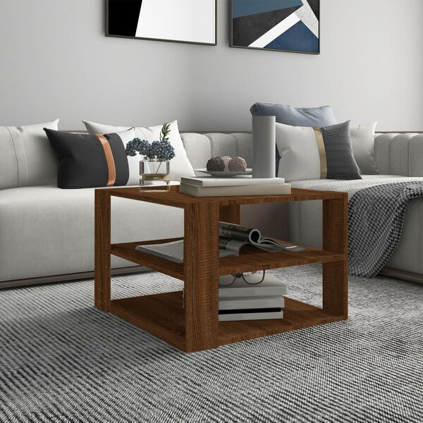 vidaXL Table basse Ch&ecirc;ne marron 60x60x40 cm Bois d'ing&eacute;nierie