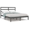 vidaXL Cadre de lit sans matelas gris 135x190 cm bois massif