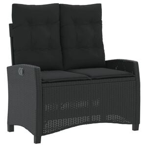 vidaXL Banc inclinable de jardin avec coussins noir r&eacute;sine tress&eacute;e