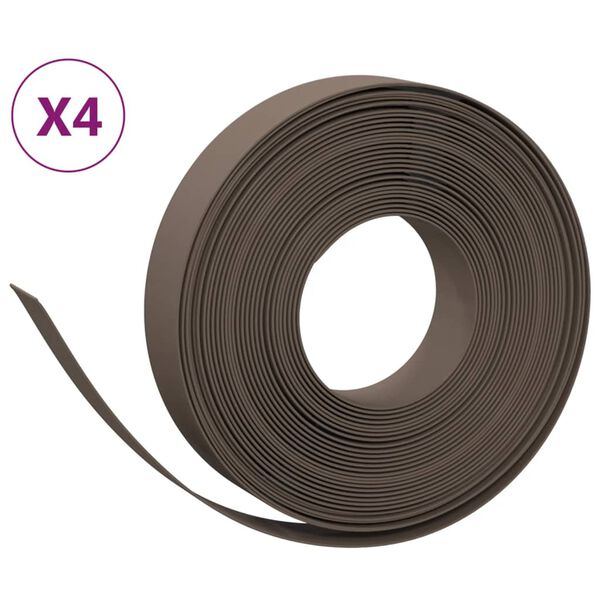vidaXL Bordures de jardin 4 pcs marron 10 m 10 cm poly&eacute;thyl&egrave;ne