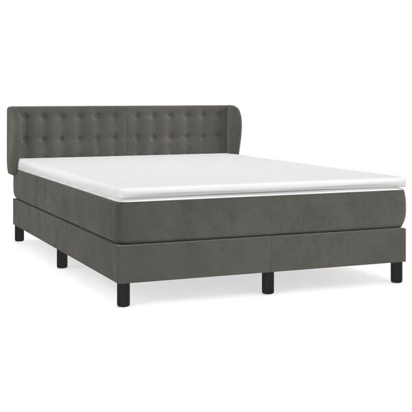 vidaXL Sommier &agrave; lattes de lit et matelas Gris fonc&eacute; 140x200cm Velours