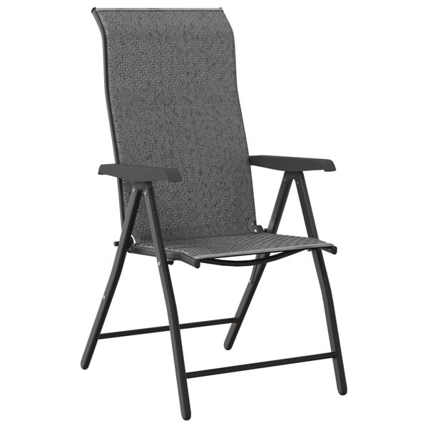 vidaXL Chaises pliables de jardin lot de 8 gris r&eacute;sine tress&eacute;e