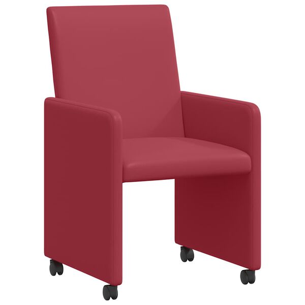 vidaXL Chaises de Salle &agrave; Manger avec Roues 2 pcs Rouge bordeaux