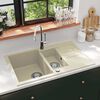 vidaXL &Eacute;vier de cuisine Granit Double lavabo Beige