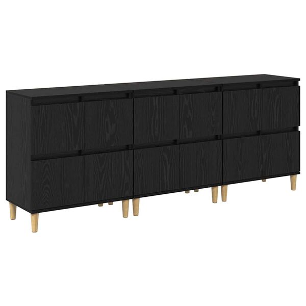 vidaXL Buffets 3 pcs Ch&ecirc;ne noir 60 x 35 x 70 cm Bois d'ing&eacute;nierie