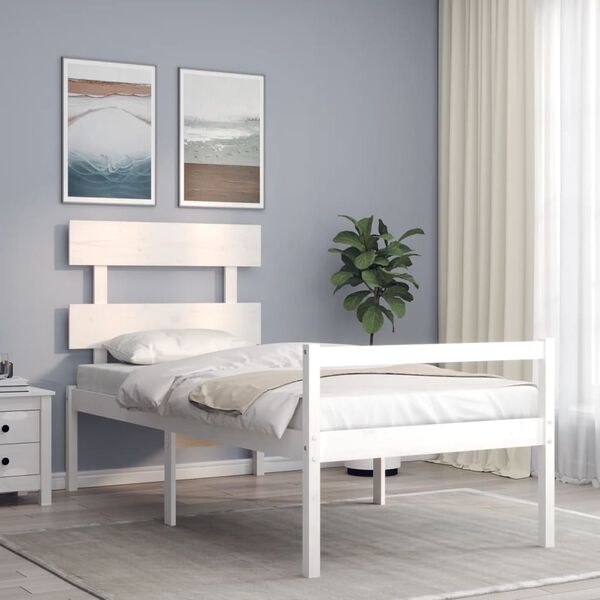 vidaXL Lit pour personne &acirc;g&eacute;e et t&ecirc;te de lit 90x200 cm bois massif
