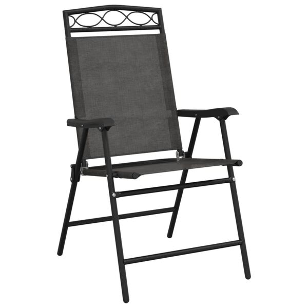 vidaXL Chaises de jardin pliables lot de 4 en acier et textil&egrave;ne