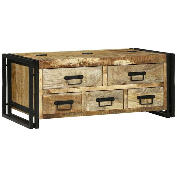 vidaXL Table basse Marron 90 x 50 x 38 cm Bois de manguier brut massif