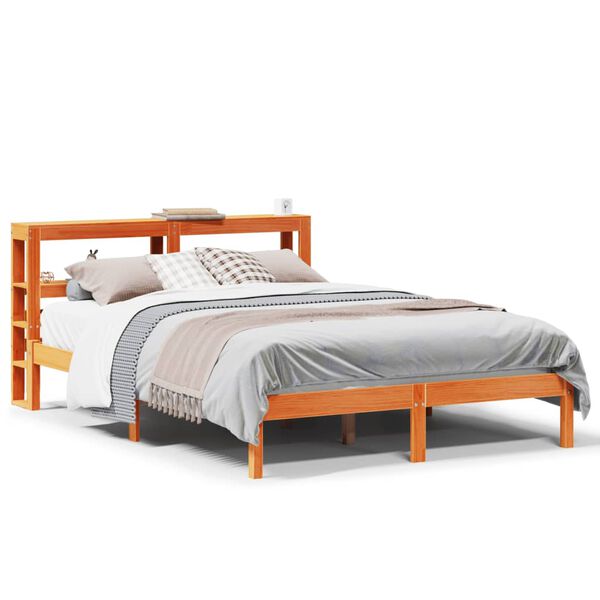 vidaXL Cadre de lit et t&ecirc;te de lit sans matelas cire marron 120x200 cm