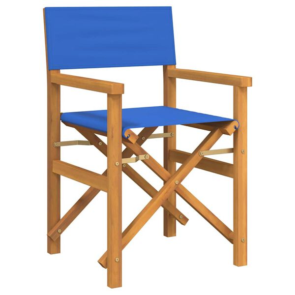 vidaXL Chaise de metteur en sc&egrave;ne pliante bleu bois teck massif