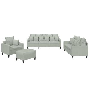 vidaXL Ensemble de canap&eacute;s 4 pcs avec coussins Gris clair Velours