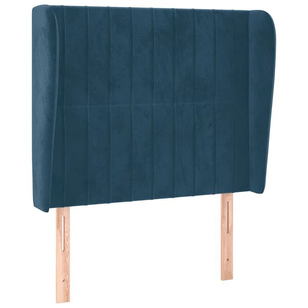 vidaXL T&ecirc;te de lit avec oreilles Bleu fonc&eacute; 103x23x118/128 cm Velours