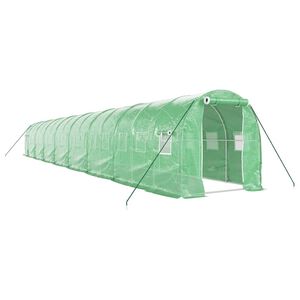vidaXL Serre avec cadre en acier vert 32 m&sup2; 16x2x2 m