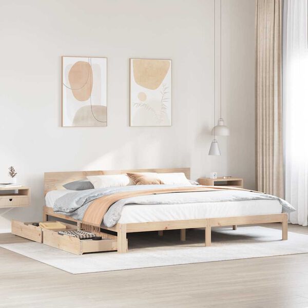 vidaXL Cadre de lit avec tiroirs sans matelas 180x200 cm