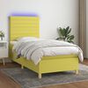 vidaXL Sommier &agrave; lattes de lit et matelas et LED Vert 100x200 cm Tissu
