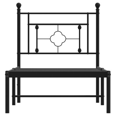 vidaXL Cadre de lit métal sans matelas avec tête de lit noir 80x200 cm