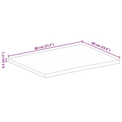 vidaXL Dessus de table 80x60x2,5 cm bord vif bois massif manguier brut