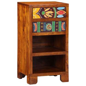 vidaXL Table d'appoint florale avec tiroir Marron 40 x 35 x 75 cm