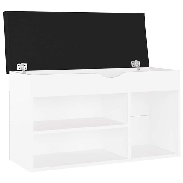 vidaXL Banc &agrave; chaussures avec coussin Blanc Bois d'ing&eacute;nierie