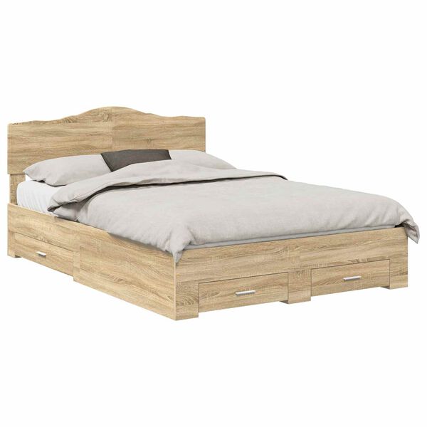 vidaXL Cadre de lit Ch&ecirc;ne Sonoma 140 x 190 cm Bois d'ing&eacute;nierie