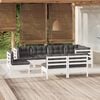 vidaXL Salon de jardin 8 pcs avec coussins blanc bois de pin massif