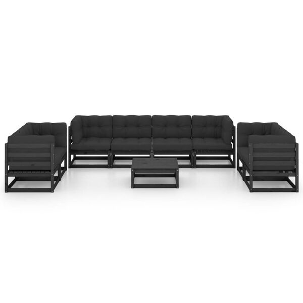 vidaXL Salon de jardin 9 pcs avec coussins Bois de pin massif