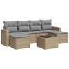 vidaXL Salon de jardin avec coussins 7 pcs beige r&eacute;sine tress&eacute;e