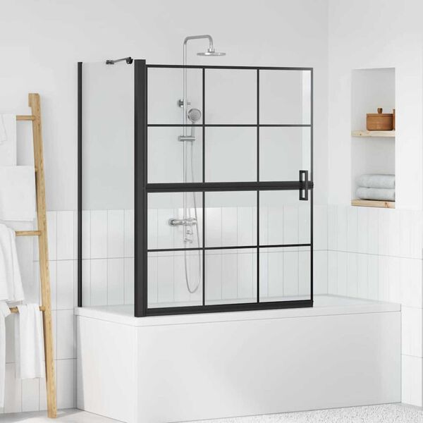 vidaXL &Eacute;cran de douche de bain Noir et Transparent 116 x 68 x 128 cm