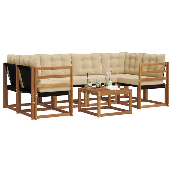vidaXL Ensemble de canap&eacute;s d'ext&eacute;rieur 7 pcs Naturel et Beige