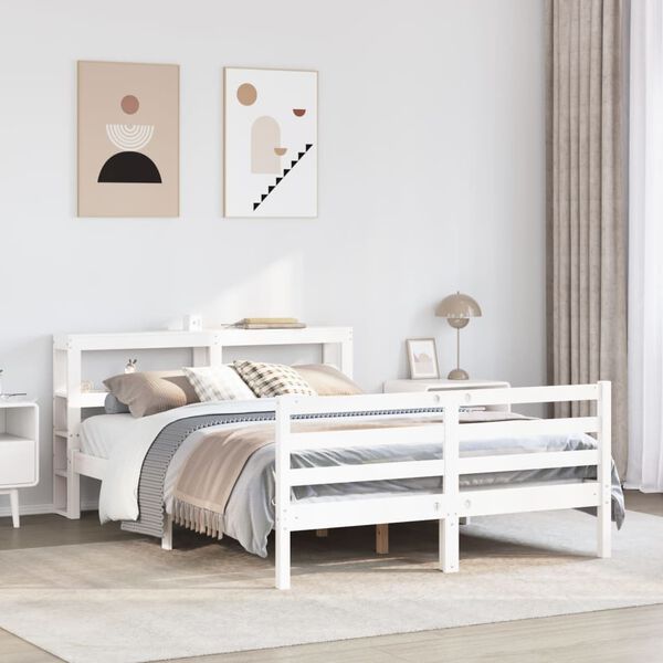 vidaXL Cadre de lit sans matelas blanc 160x200 cm bois de pin massif