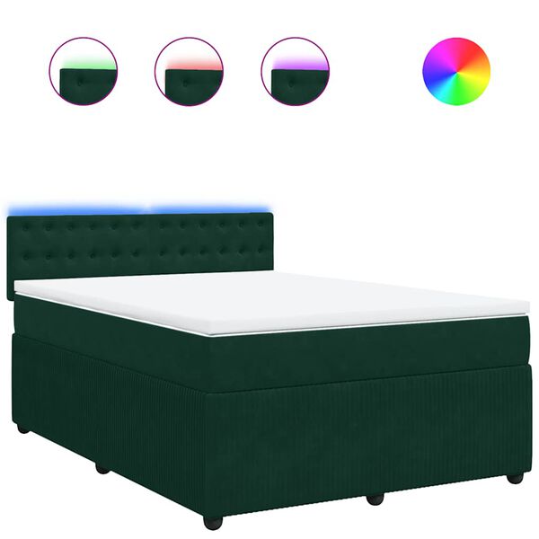 vidaXL Sommier &agrave; lattes de lit et matelas Vert fonc&eacute; 140x190cm Velours