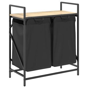 vidaXL Panier &agrave; linge &agrave; 2 compartiments avec &eacute;tag&egrave;re ch&ecirc;ne Sonoma
