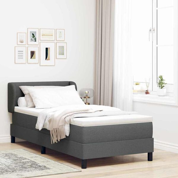 vidaXL Lit &agrave; ressorts avec matelas Gris fonc&eacute; 90 x 190 cm tissu