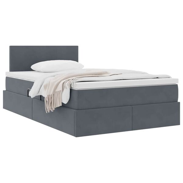 vidaXL Lit de Rangement avec matelas Gris fonc&eacute; 120 x 190 cm Velours