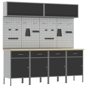 vidaXL Ensemble de placards de travail avec tiroir 10 pc Noir