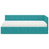 vidaXL Cadre de lit d'angle avec matelas 2 pcs Turquoise Velours