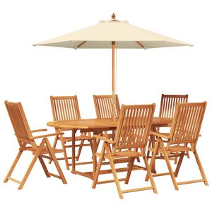 vidaXL Ensemble de salle &agrave; manger d'ext&eacute;rieur avec parasol 8 pc