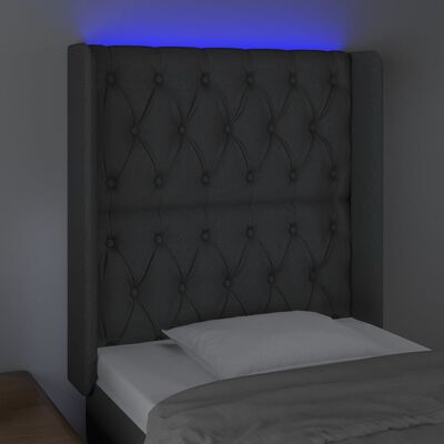 vidaXL Tête de lit à LED Gris foncé 83x16x118/128 cm Tissu