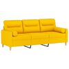 vidaXL Canap&eacute; 3 places avec oreillers et coussins Jaune clair 180 cm