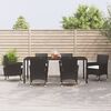vidaXL Ensemble &agrave; manger de jardin coussins 7pcs Noir R&eacute;sine tress&eacute;e
