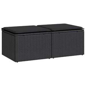 vidaXL Salon de jardin avec coussins 2 pcs noir r&eacute;sine tress&eacute;e acacia